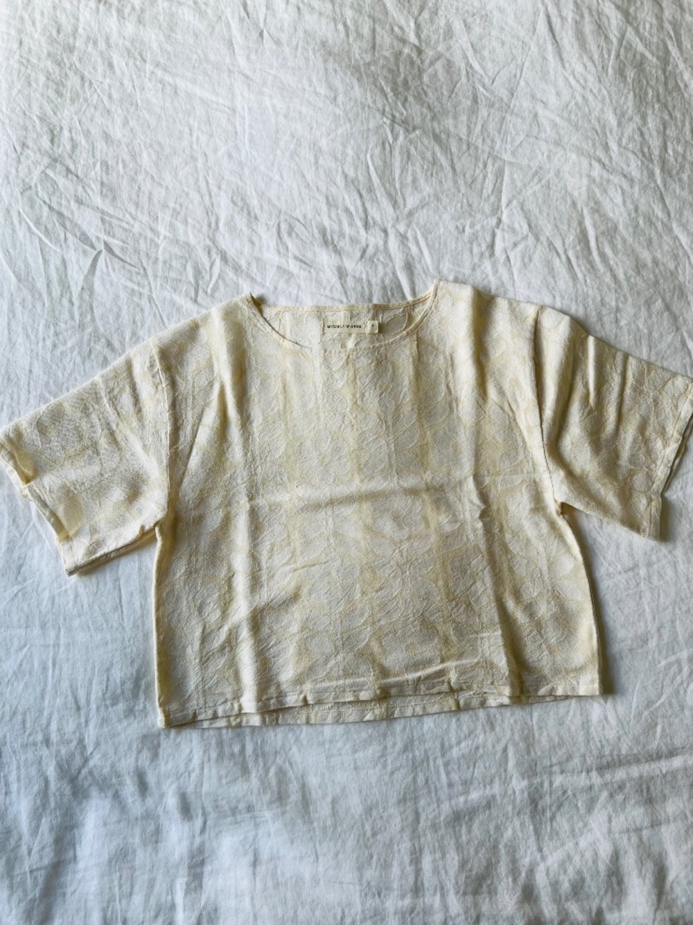micaela greg floral jacquard tee in cream